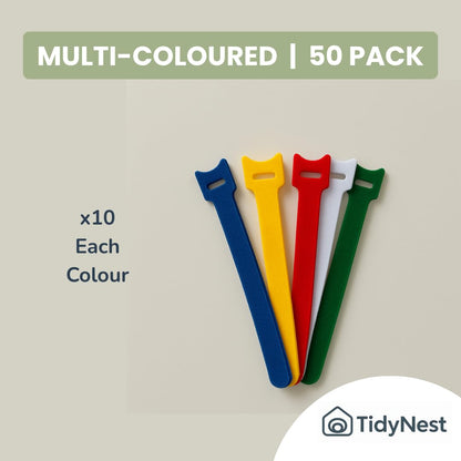 TidyNest | Reusable Cable Ties (Small 2 x 15cm) Adjustable Hook and Loop Cord Organisers for Cable Management, Wires, Chargers, Headphones, Home, Office, Garage & Travel
