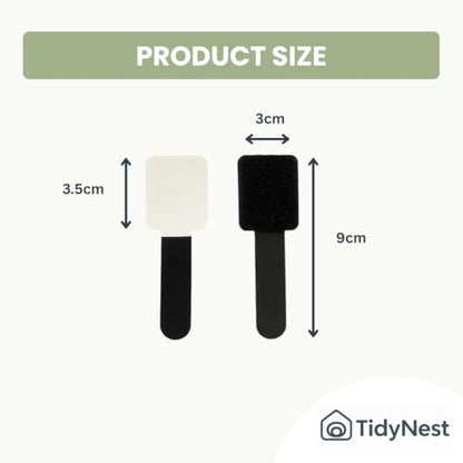 TidyNest | Under Desk Cable Tidy, Self Adhesive Cable Straps, Sticky-Back Hook and Loop Cable Ties Cord Organiser, Wire Organiser for Cupboards & Desks