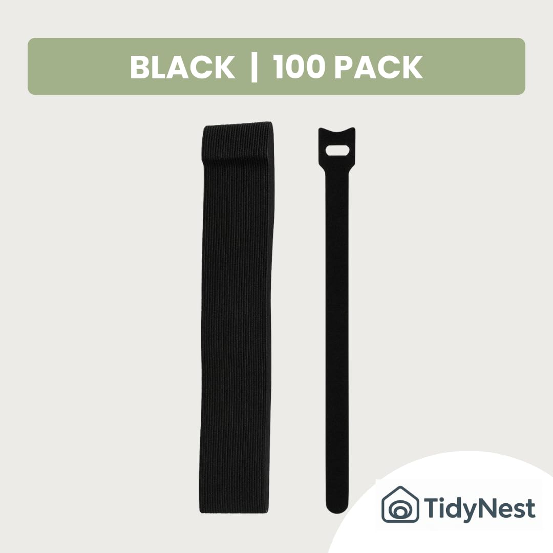 TidyNest | Reusable Cable Ties (Small 2 x 15cm) Adjustable Hook and Loop Cord Organisers for Cable Management, Wires, Chargers, Headphones, Home, Office, Garage & Travel