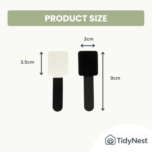 TidyNest | Under Desk Cable Tidy, Self Adhesive Cable Straps, Sticky-Back Hook and Loop Cable Ties Cord Organiser, Wire Organiser for Cupboards & Desks