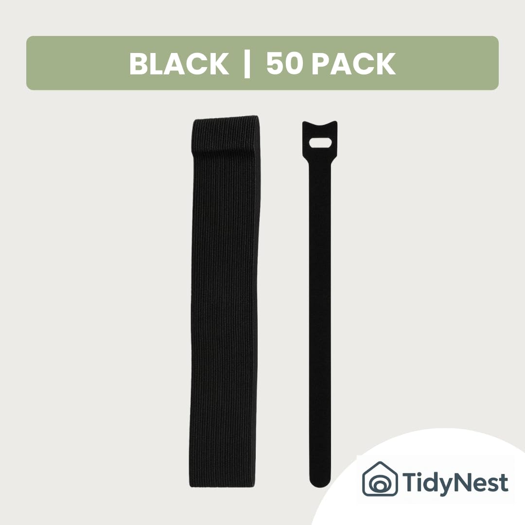 TidyNest | Reusable Cable Ties (Small 2 x 15cm) Adjustable Hook and Loop Cord Organisers for Cable Management, Wires, Chargers, Headphones, Home, Office, Garage & Travel